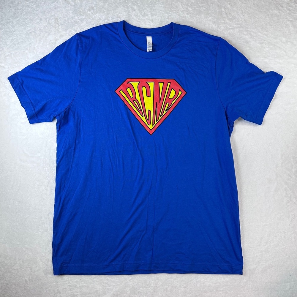 Black Country New Road BCNR Superman Logo Band T-Shirt Royal Blue XL NWOT